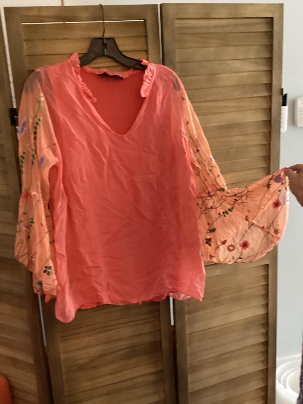 Biba Coral Embroidered Bell-Sleeve Tunic